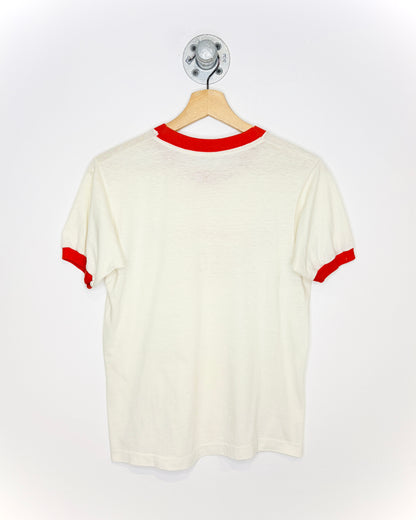 Vintage 70s Hudson’s Feeds White Ringer Tee Shirt