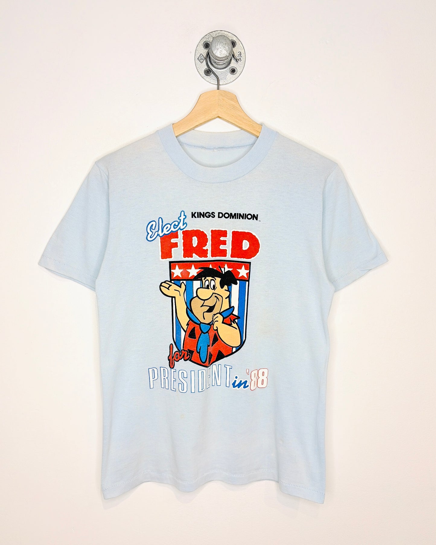 Vintage 1988 Fred For President Light Blue Paper Thin Tee Shirt