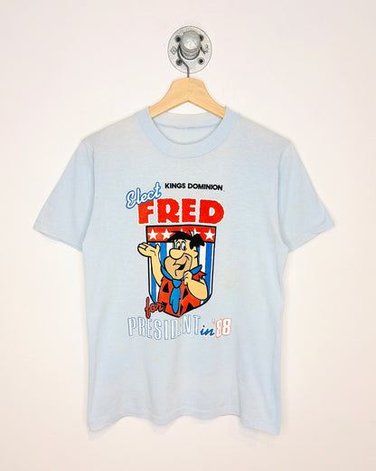 Vintage 1988 Fred For President Light Blue Paper Thin Tee Shirt