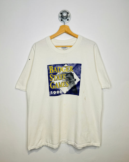 Vintage 1996 Badger State Games White Tee Shirt