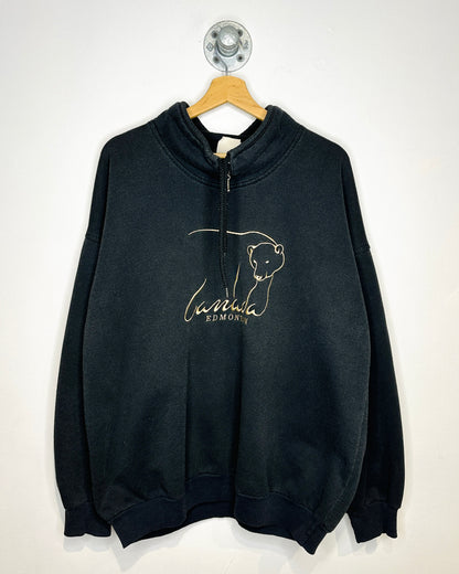 Vintage 90s Edmonton Canada Black 1/4 Zip Sweatshirt