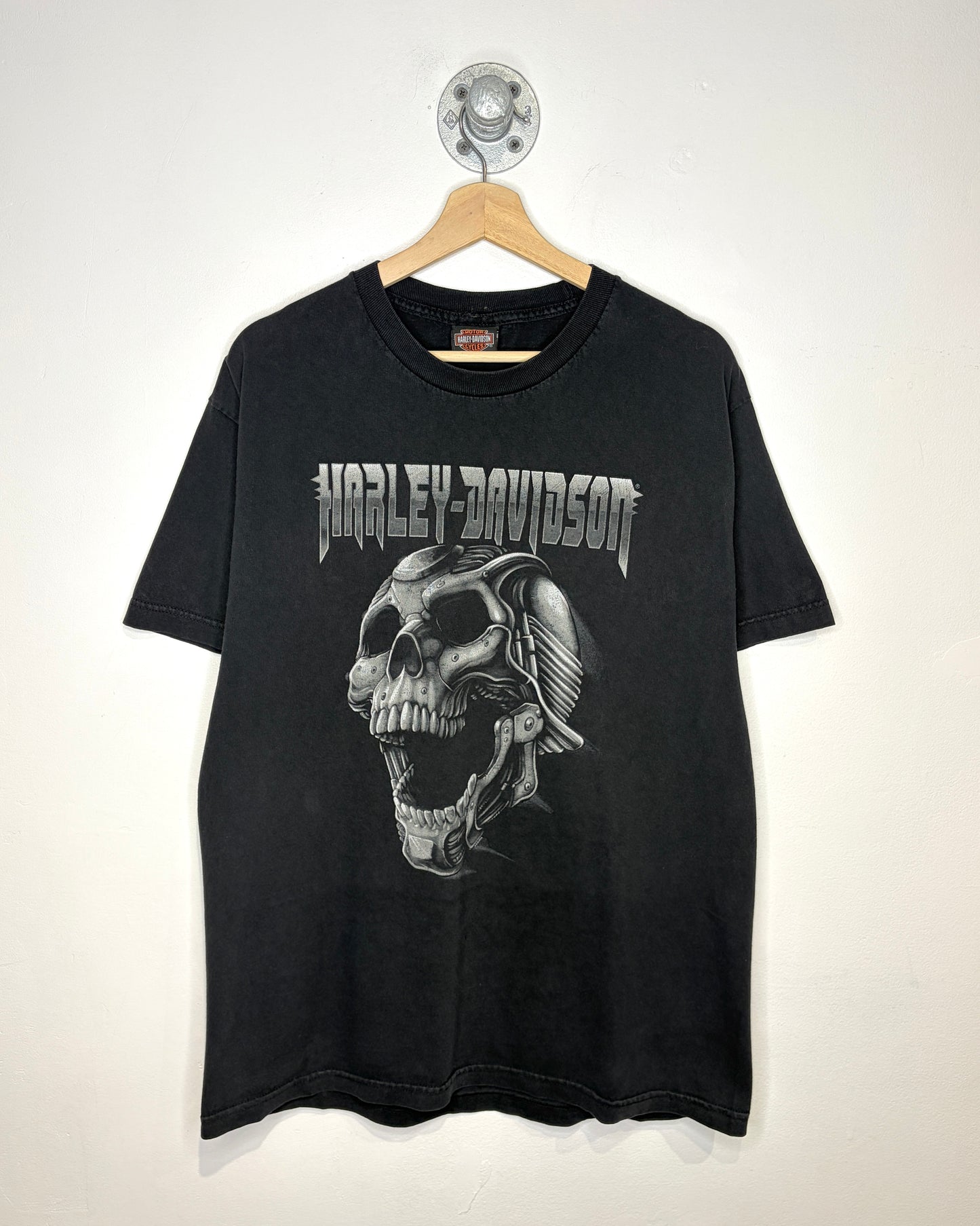Harley Davidson Gasoline Alley Red Deer Alberta Black Tee Shirt