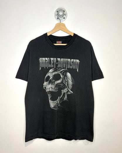 Harley Davidson Gasoline Alley Red Deer Alberta Black Tee Shirt