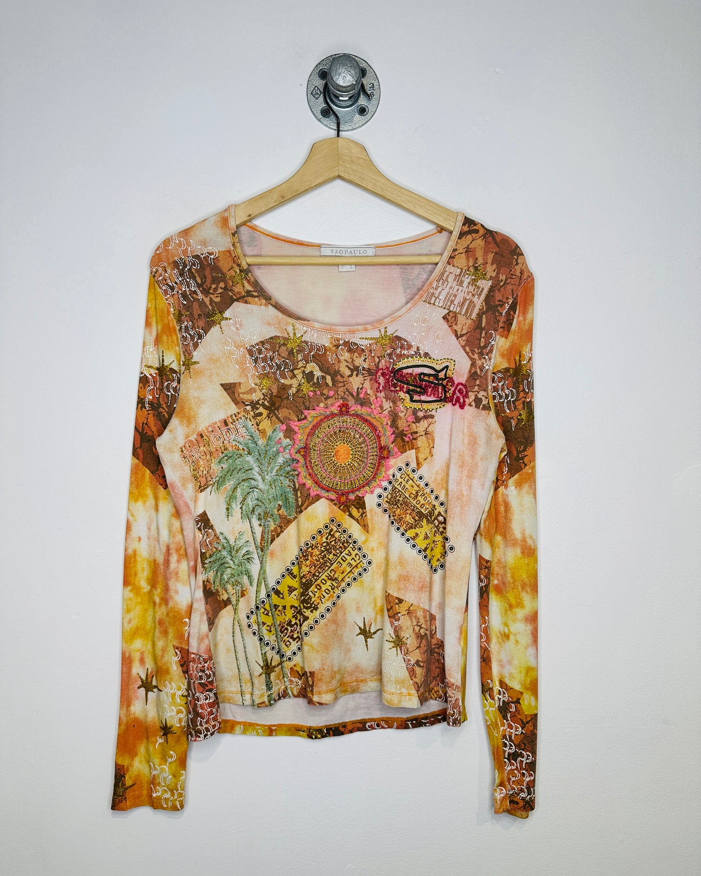Vintage São Paulo Embroidered All Over Print Women’s Longsleeve Shirt