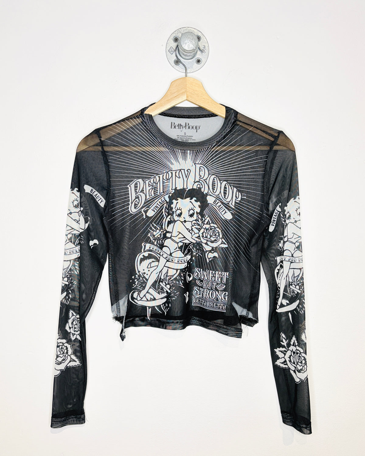 Women’s Betty Boop Tattoo Mesh Longsleeve Shirt
