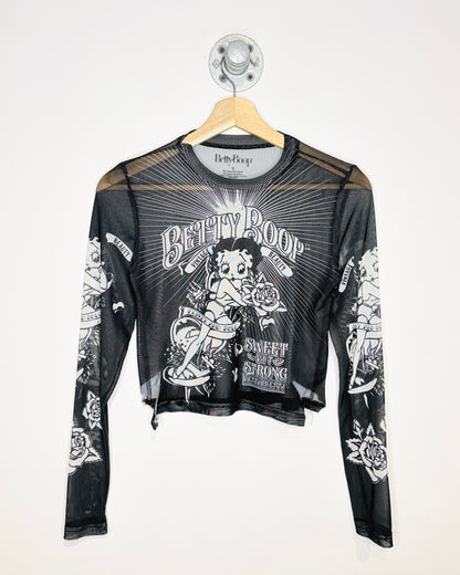 Women’s Betty Boop Tattoo Mesh Longsleeve Shirt