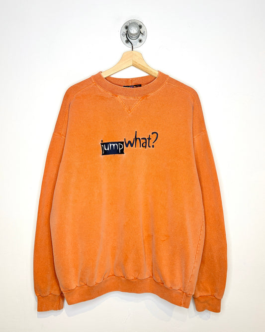 Vintage 90s “Jump What?” Faded Orange Crewneck Sweatshirt