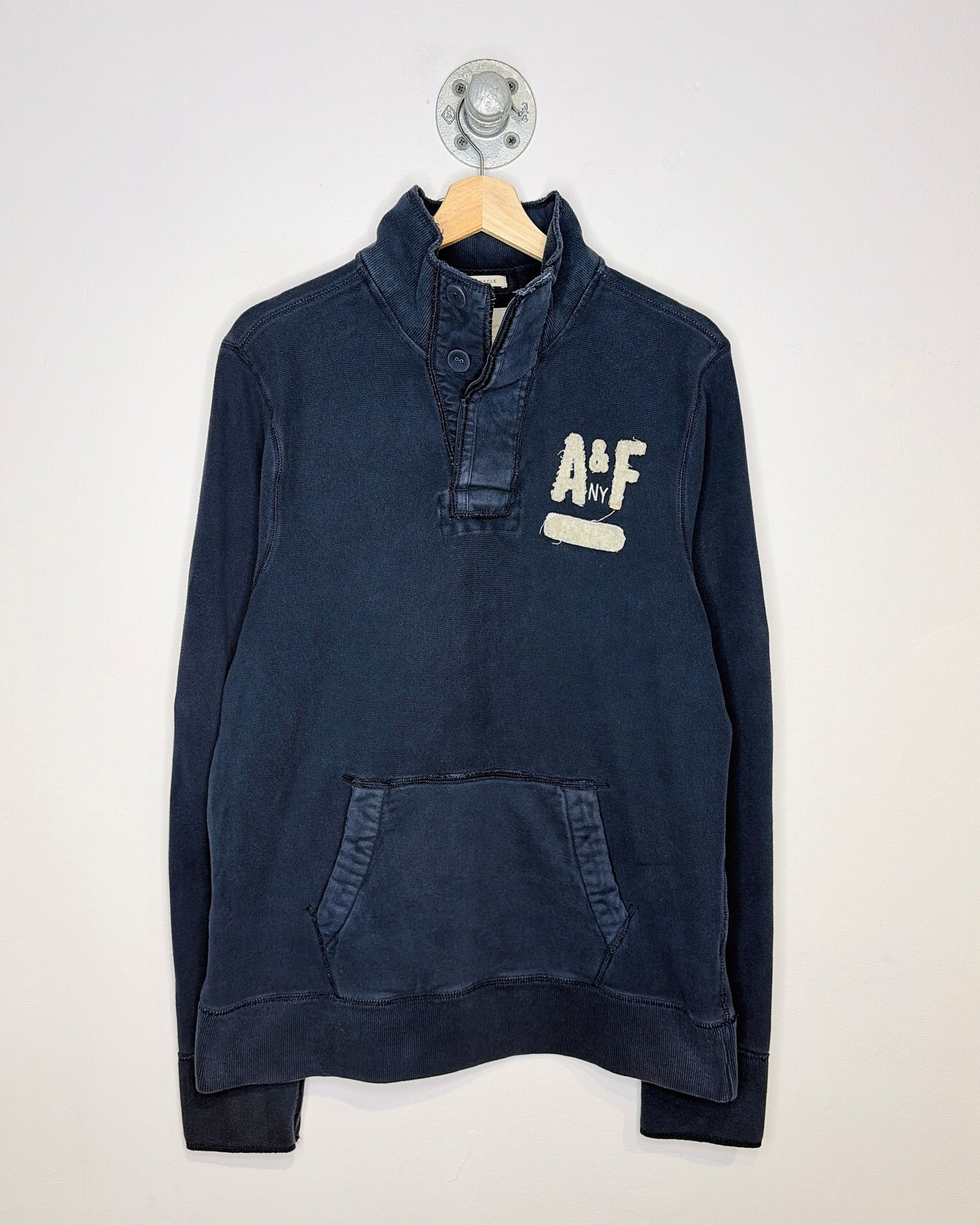 2000s Abercrombie & Fitch Navy 1/4 Button Sweatshirt