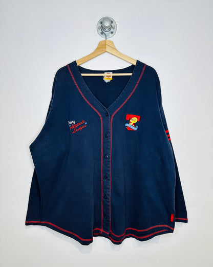 Vintage 1990s Tweety Attitude League Navy And Red Baseball Style Long Sleeve Shirt