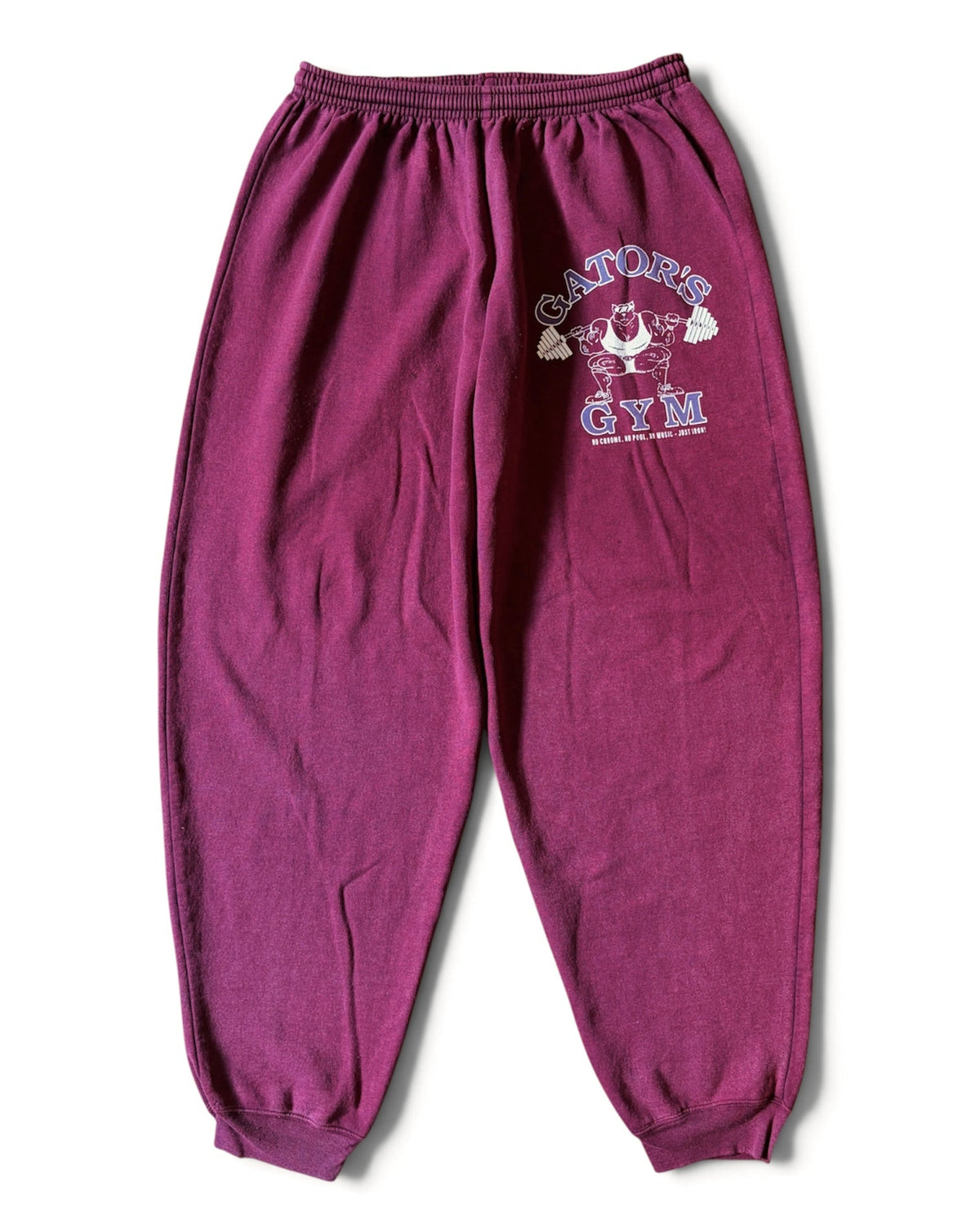Vintage 90s Baggy Canadian-Made Gator’s Gym Faded Burgundy Sweatpants