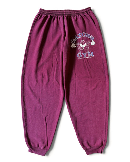 Vintage 90s Baggy Canadian-Made Gator’s Gym Faded Burgundy Sweatpants