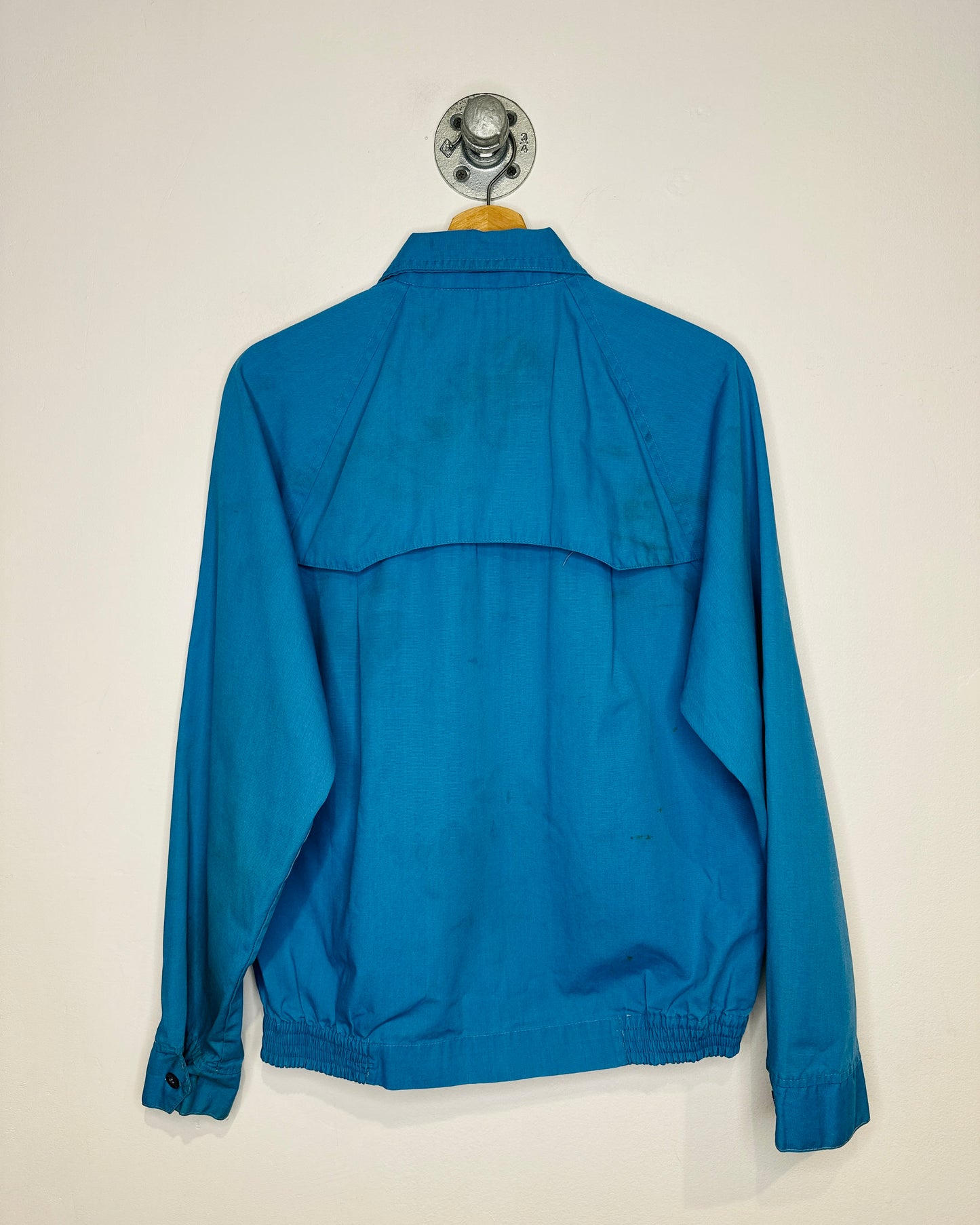 Vintage 1970s Blue Dagger Collar Lightweight Cotton Blend Jacket