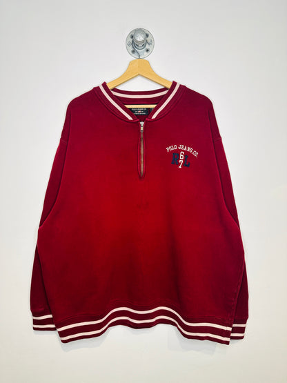 Vintage Early 2000s Polo Jeans Co. Red And White Quarter Zip Sweatshirt