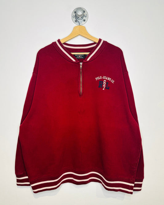 Vintage Early 2000s Polo Jeans Co. Red And White Quarter Zip Sweatshirt