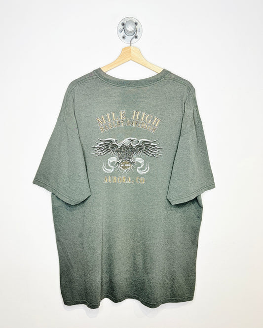 Vintage 2004 Harley Davidson Mile High Dark Grey Tee Shirt