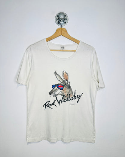 Vintage 1984 Rock Wallaby Australia Paper Thin White Tee Shirt