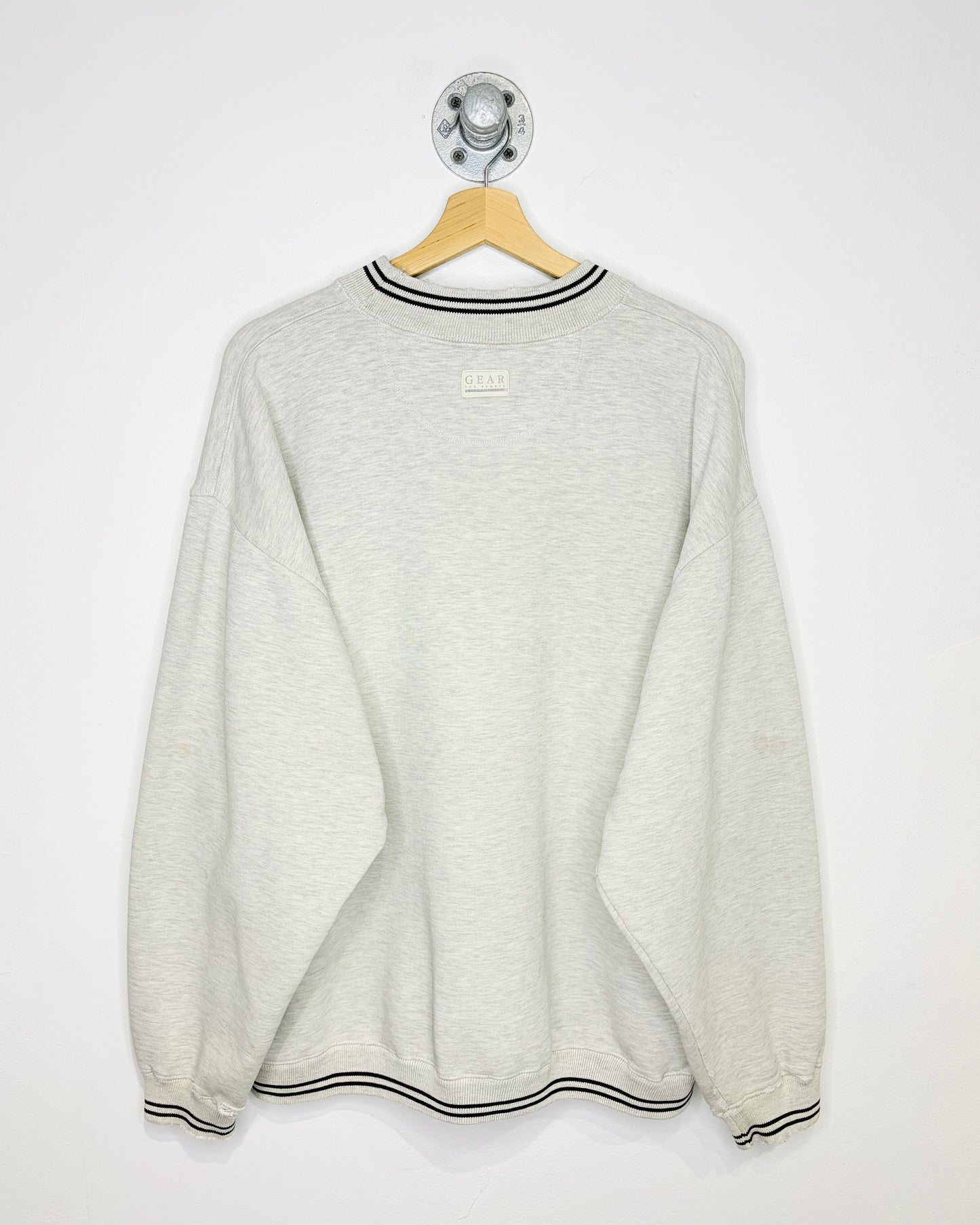 Vintage 90s University Of Alberta Wheat Logo Grey Distressed Crewneck Sweatshirt