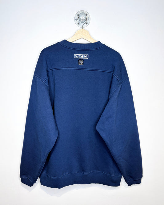 Vintage CCM Edmonton Oilers Embroidered Navy Blue Crewneck Sweatshirt