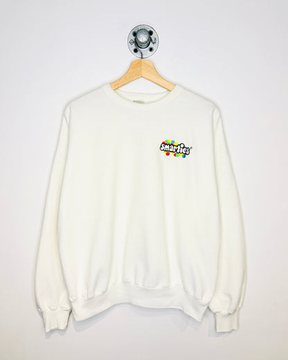 Vintage 90s Smarties Embroidered White Crewneck Sweatshirt