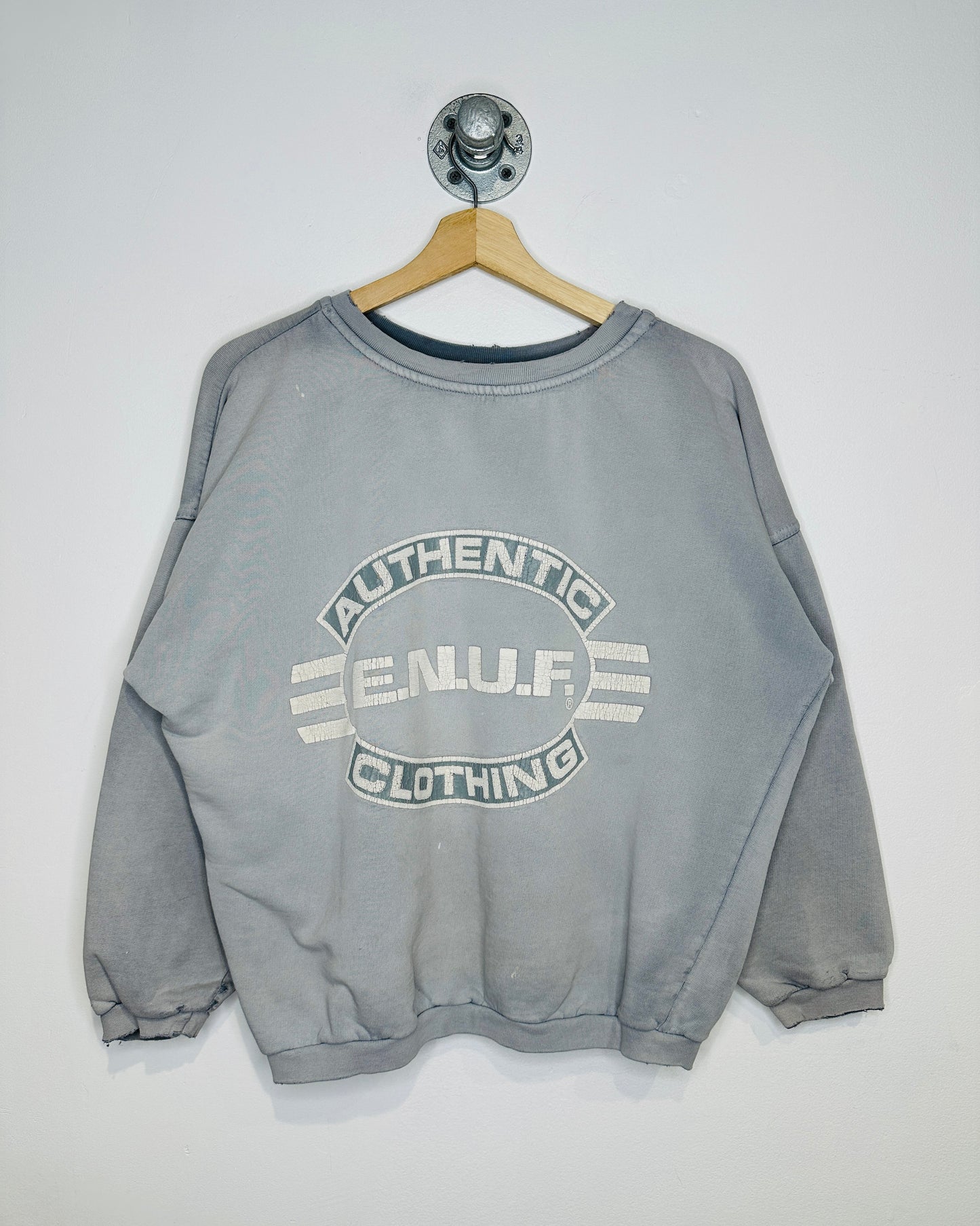 Vintage 1990s E.N.U.F. Light Grey Crewneck Sweatshirt