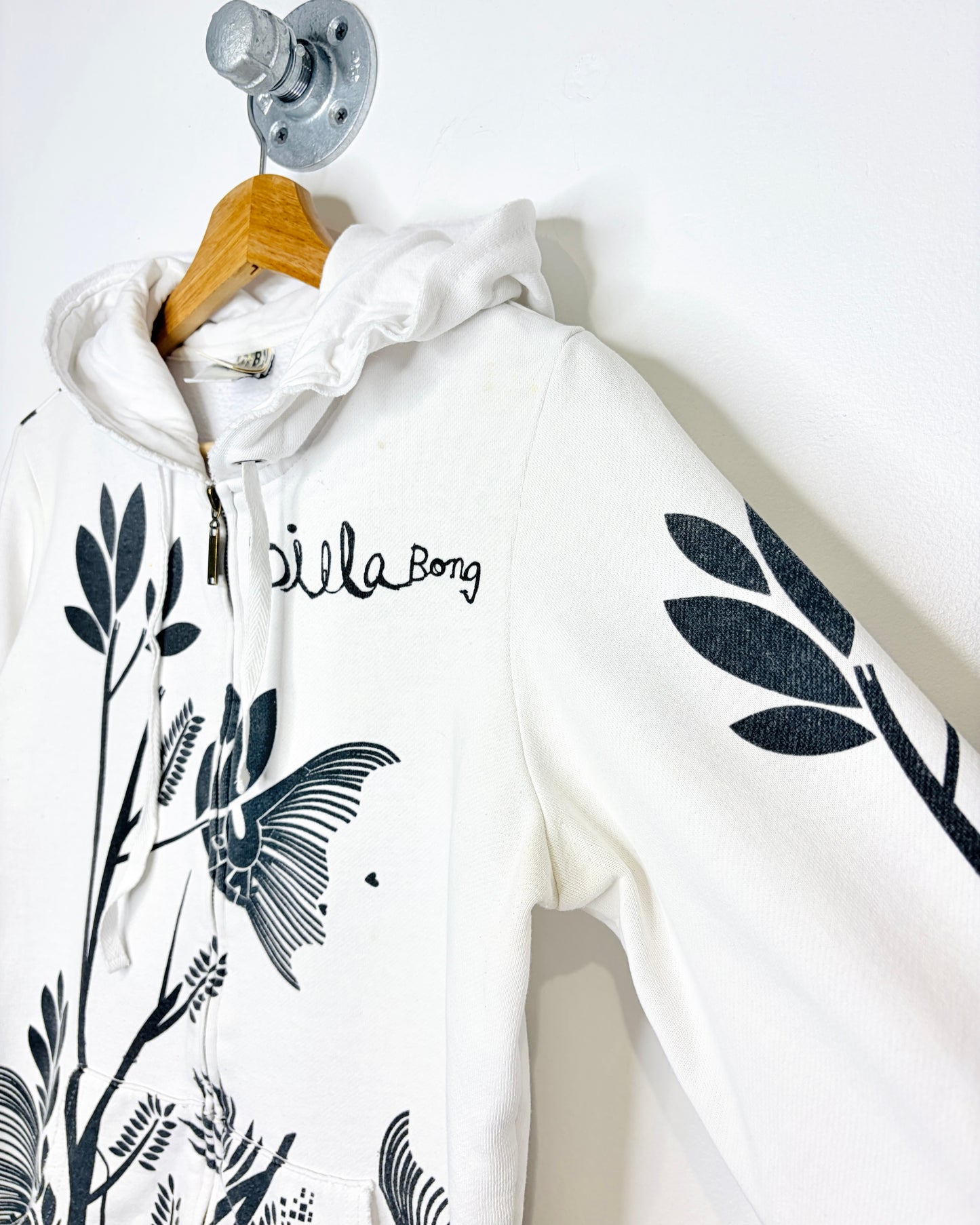 Y2K Women’s Billabong AOP White Zip Up Hoodie
