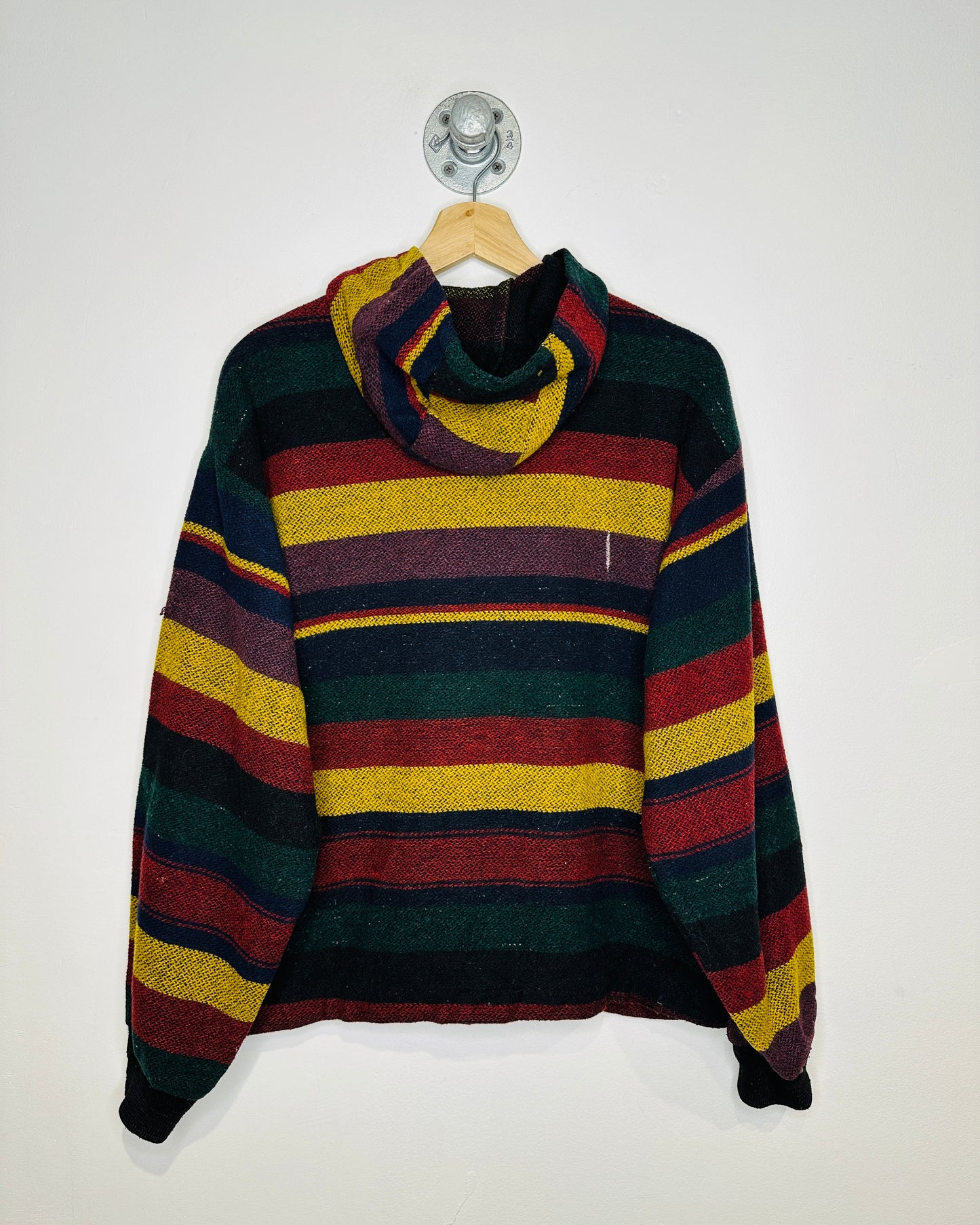 Vintage Early 1990s Wool Striped Zip Up Hoodie
