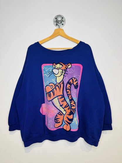 Vintage 1990s Tigger Purple Graphic Print Crewneck Sweatshirt