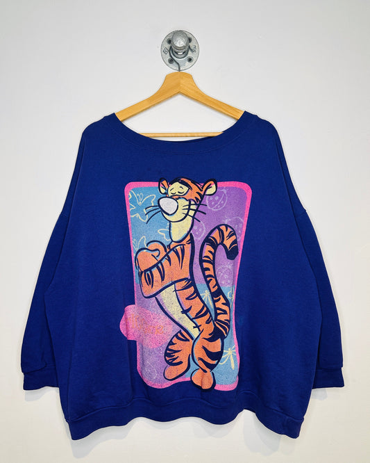 Vintage 1990s Tigger Purple Graphic Print Crewneck Sweatshirt