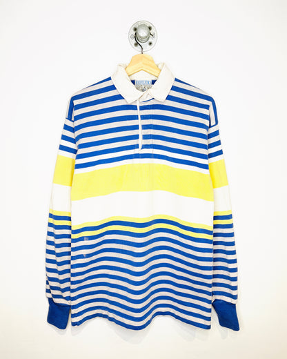 Vintage 90s Lands End Striped White Rugby Shirt
