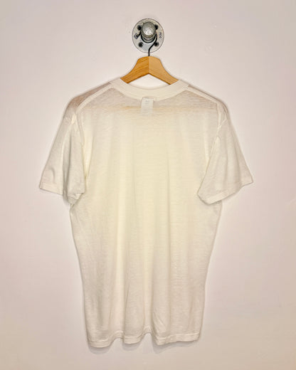 Vintage 90s Towncraft Paper Thin Blank White Tee Shirt