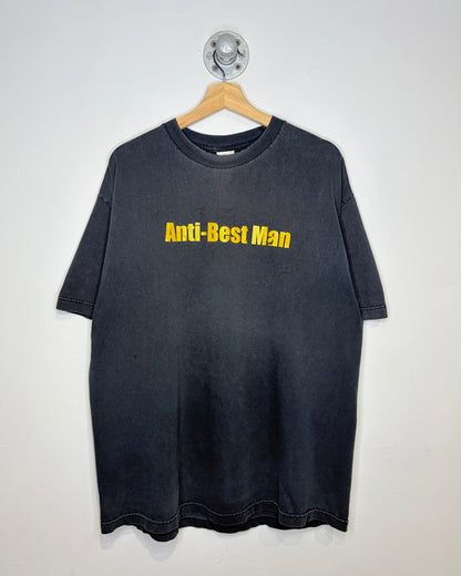 Vintage 2000s Anti-Best Man Faded Black Tee Shirt