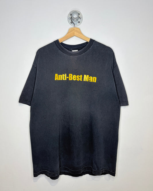 Vintage 2000s Anti-Best Man Faded Black Tee Shirt