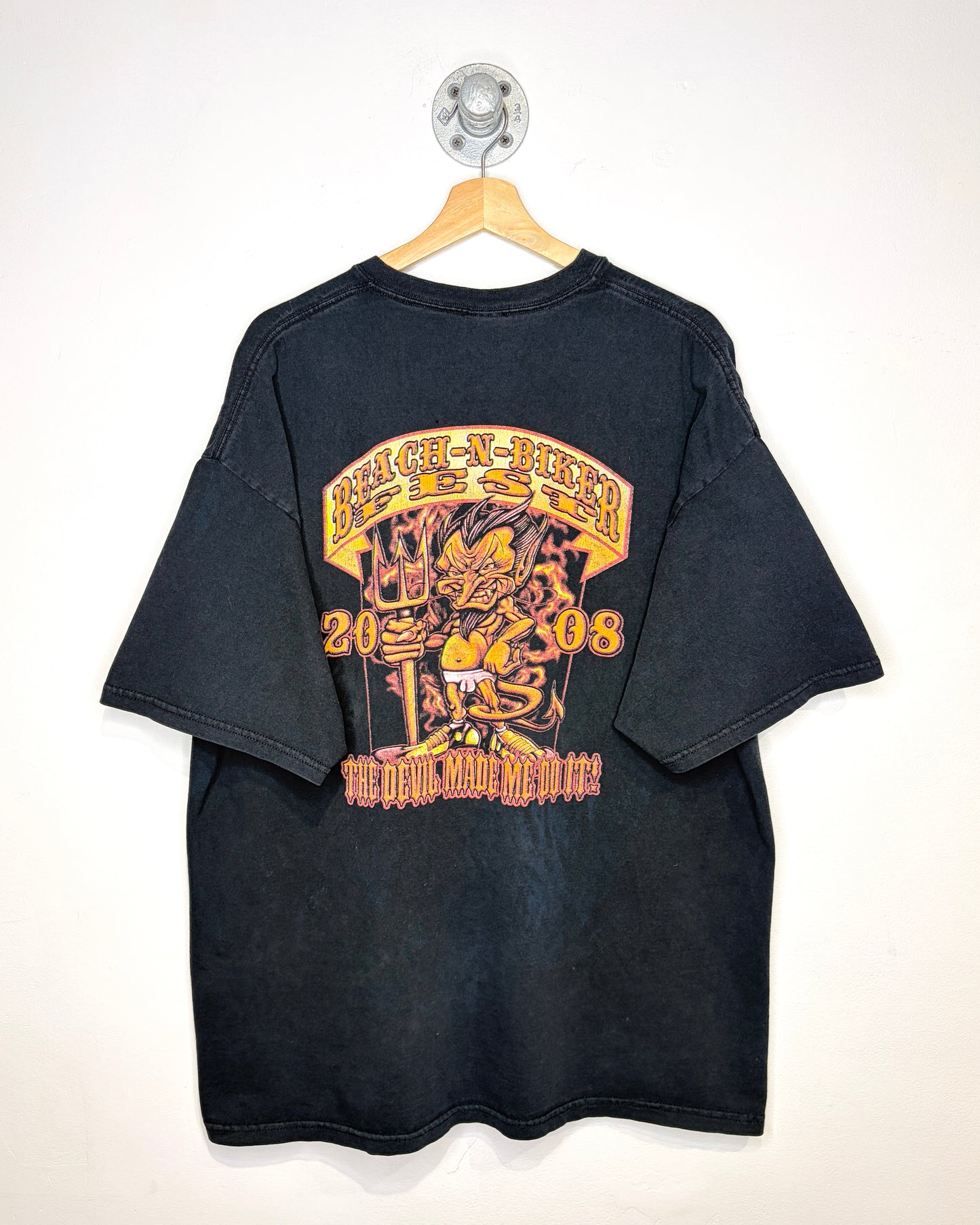 2008 Beach N Biker Fest Faded Black Tee Shirt