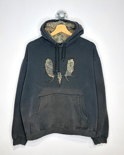 2000s Boxy Cabela’s Camo & Faded Black Hoodie