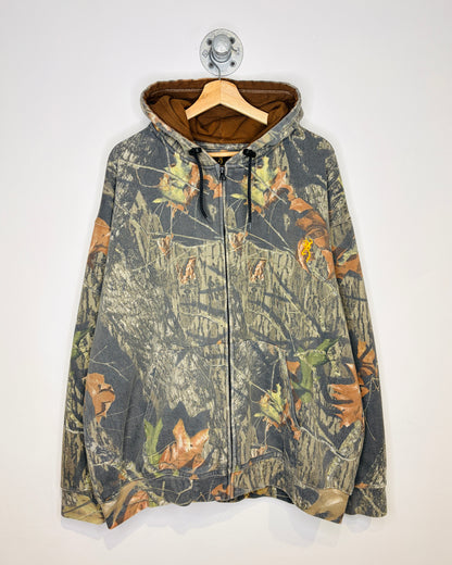 2000s Browning Faded Mossy Oak Camo Zip Up Hoodie