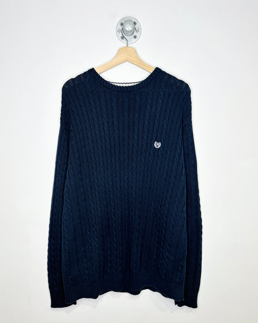 Chaps Ralph Lauren Navy Blue Cable Knit Sweater