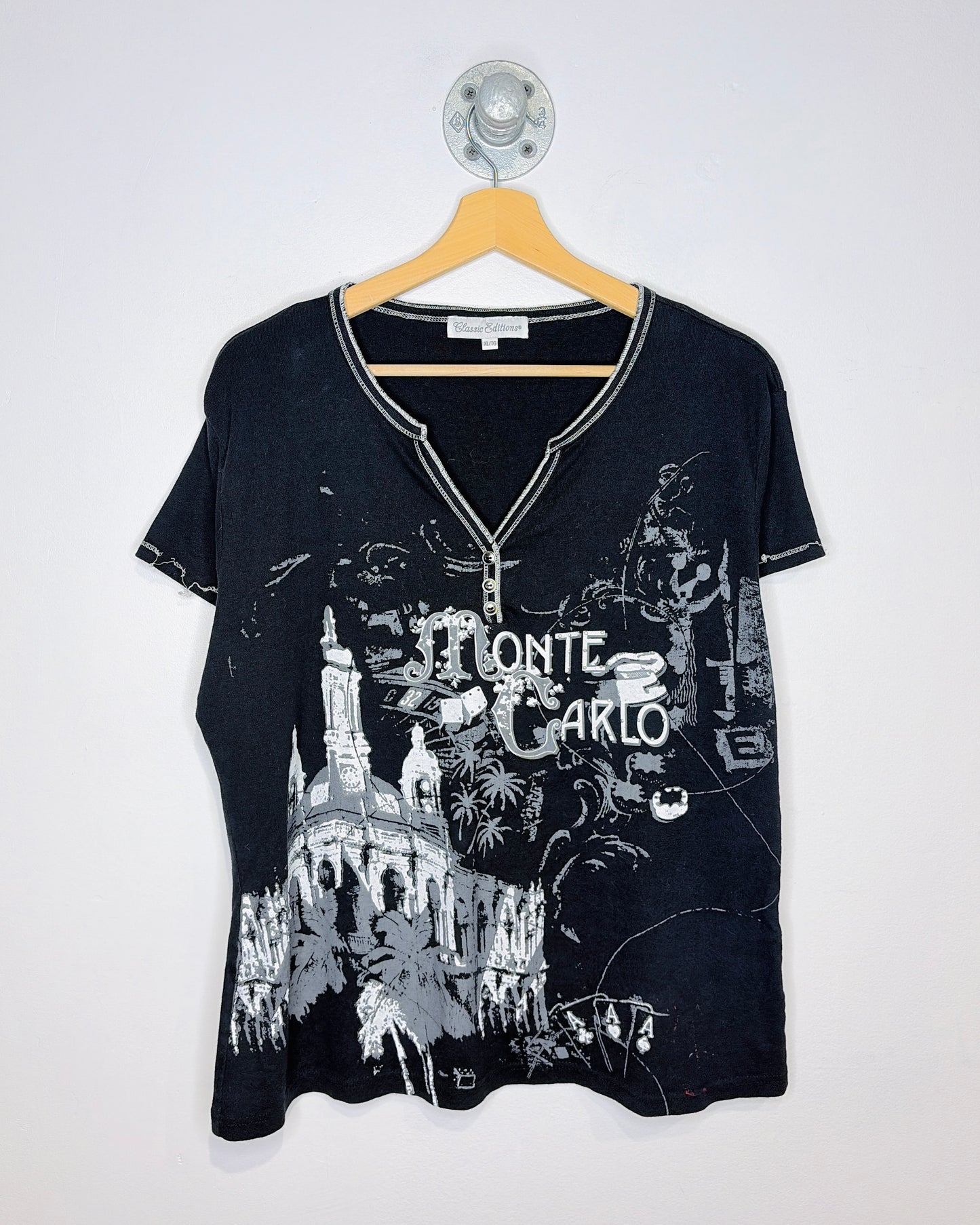 Classic Editions Monte Carlo Black Graphic Print Tee Shirt