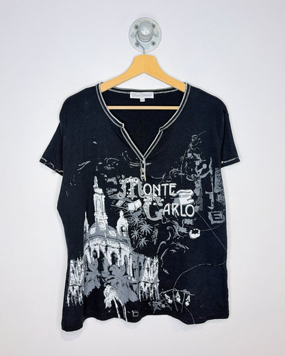 Classic Editions Monte Carlo Black Graphic Print Tee Shirt