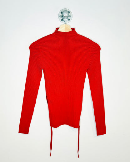 Women’s Babaton Aritzia Red Ribbed Longsleeve Sweater