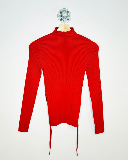 Women’s Babaton Aritzia Red Ribbed Longsleeve Sweater