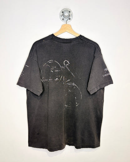 Vintage 90s Noranda Forest Bike Tour Distressed & Faded Black Tee Shirt