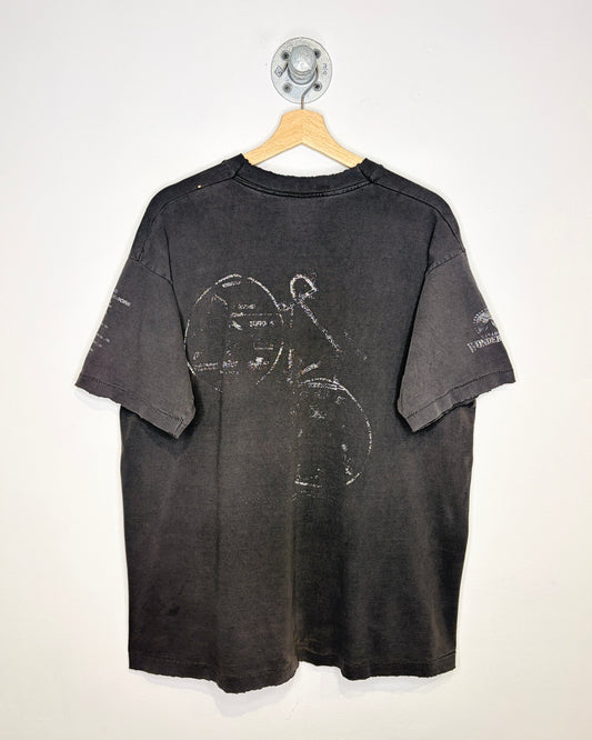 Vintage 90s Noranda Forest Bike Tour Distressed & Faded Black Tee Shirt