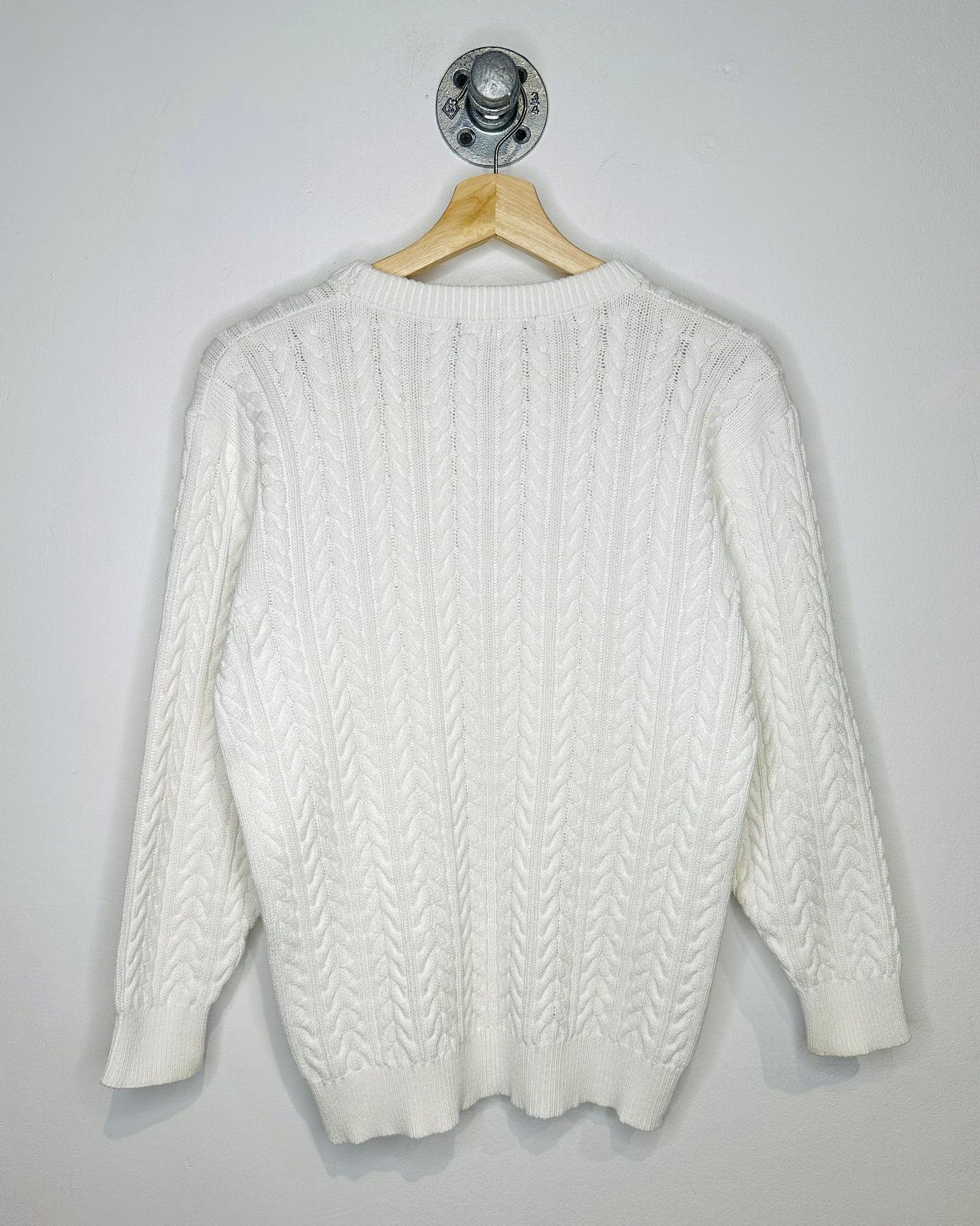 Vintage 90s Weekend Elements White Cable Knit Sweater