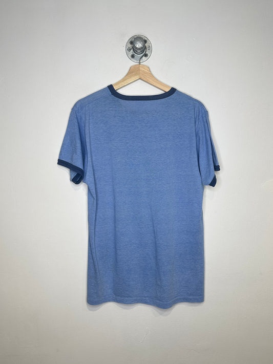 Vintage 1980s Co-op Implements Combine Tractor Ringer Tee Shirt