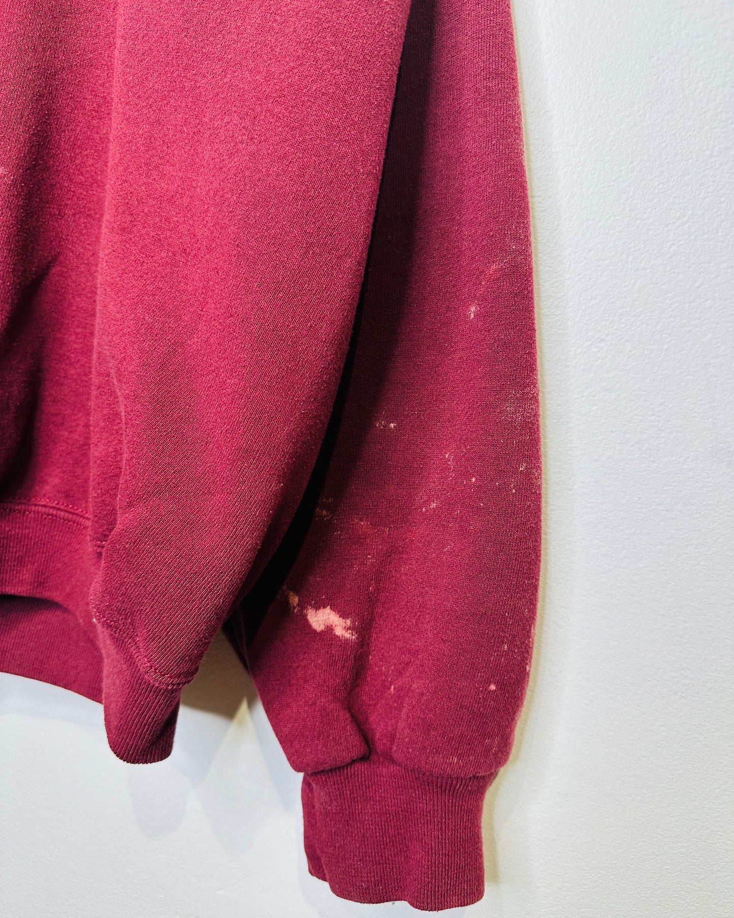 Vintage Davis County Russell Athletics Volleyball Burgundy Bleach Stained Crewneck Sweatshirt