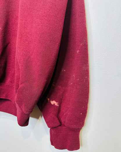 Vintage Davis County Russell Athletics Volleyball Burgundy Bleach Stained Crewneck Sweatshirt