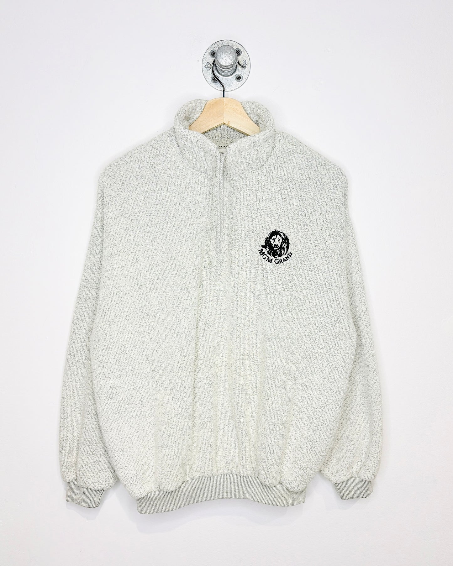 Vintage 1997 MGM Grand Salt & Pepper Grey 1/4 Zip Sweatshirt
