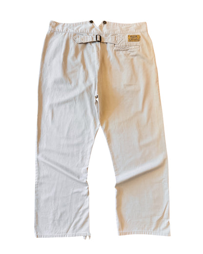Vintage 90s Classic Oldwest Buckle Back Cream Pants