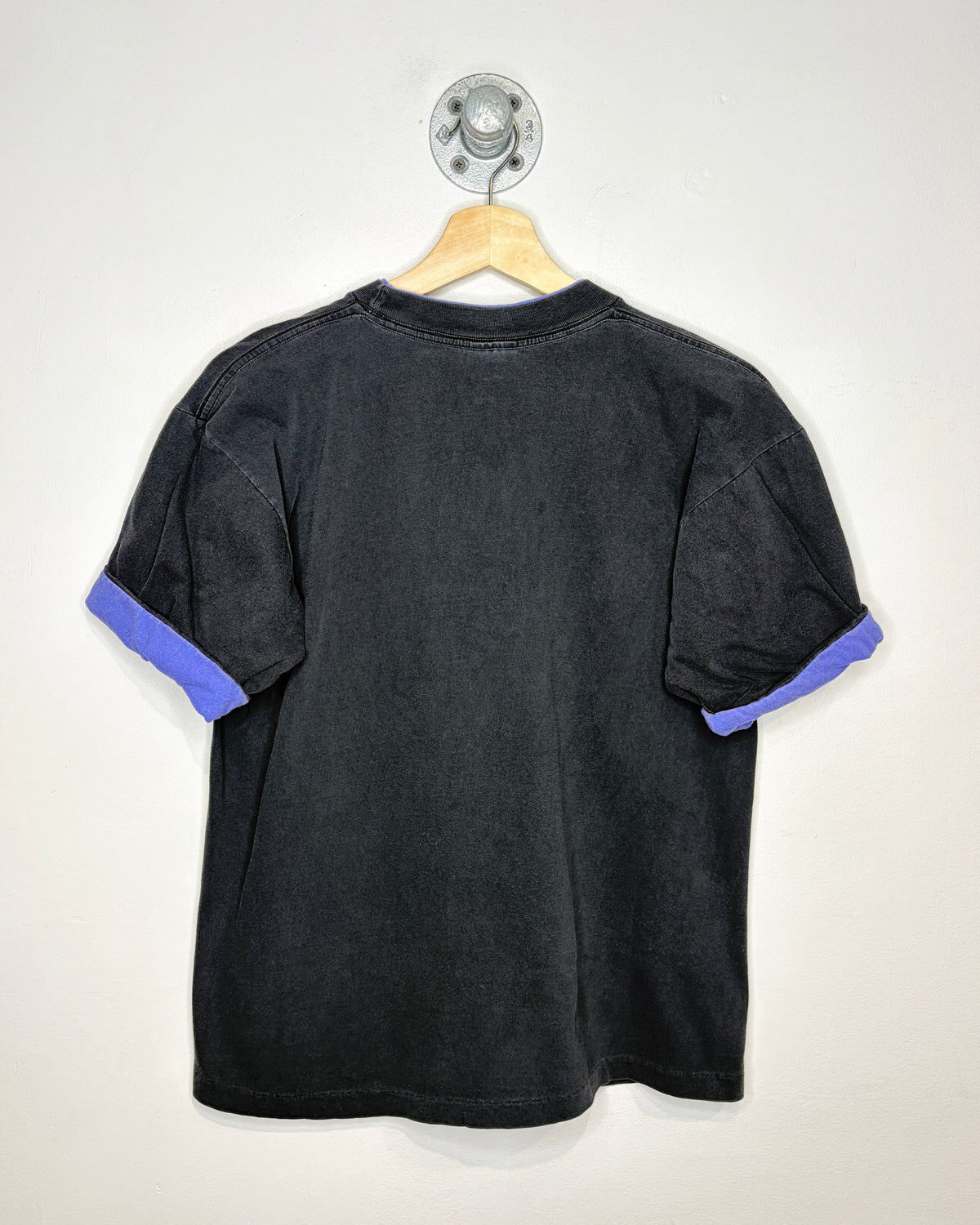 Vintage 1990s Mythology Graphic Print Faded Black And Purple Layered Tee Shirt