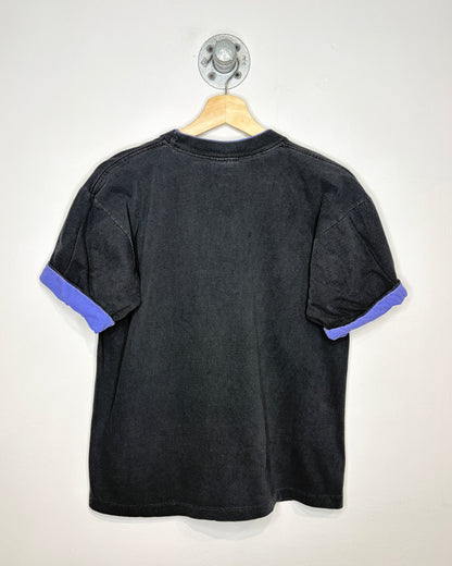 Vintage 1990s Mythology Graphic Print Faded Black And Purple Layered Tee Shirt